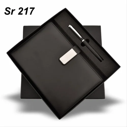 Sr 217 / 218 Diary Pen Set Black & BlueMetal Pen & A5 Size Notebook