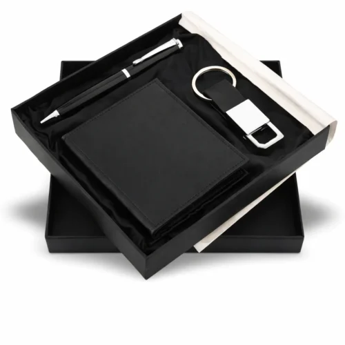 SR-130 / SR-131 Premium Corporate Hamper – Escala Wallet, Metal Pen & Keychain Set